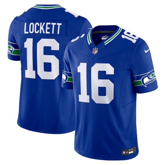 Seattle Seahawks Tyler Lockett Nike 2023 Royal Throwback Vapor F.U.S.E. Limited Jersey