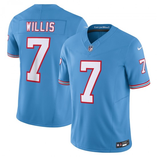 Tennessee Titans Malik Willis Nike 2023 Light Blue Oilers Throwback Vapor F.U.S.E. Limited Jersey