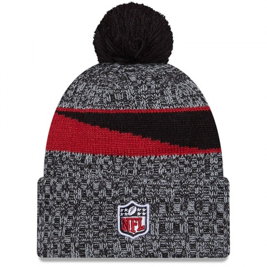 Arizona Cardinals  New Era Black 2023 Sideline Cuffed Knit Hat With Pom