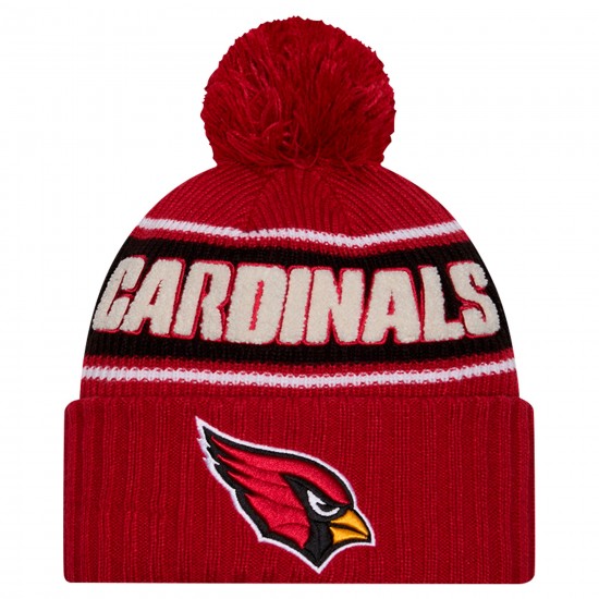 Arizona Cardinals New Era Cardinal 2024 Sideline Cuffed Knit Hat with Pom