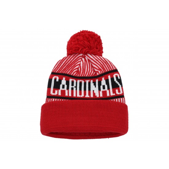 Arizona Cardinals New Era Cardinal Striped  Cuffed Knit Hat with Pom