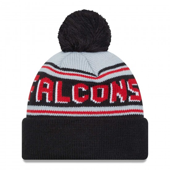 Atlanta Falcons  New Era Black  Main Cuffed Knit Hat with Pom
