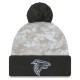 Atlanta Falcons  New Era White-Graphite 2024 Salute To Service Digital Camo Cuffed Knit Hat with Pom