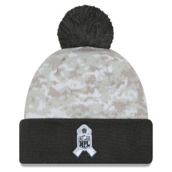 Atlanta Falcons  New Era White-Graphite 2024 Salute To Service Digital Camo Cuffed Knit Hat with Pom