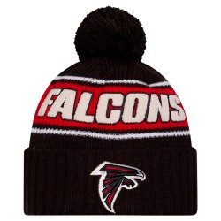 Atlanta Falcons New Era Black 2024 Sideline Sport Cuffed Knit Hat with Pom