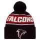Atlanta Falcons New Era Black 2024 Sideline Sport Cuffed Knit Hat with Pom