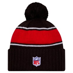 Atlanta Falcons New Era Black 2024 Sideline Sport Cuffed Knit Hat with Pom