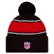 Atlanta Falcons New Era Black 2024 Sideline Sport Cuffed Knit Hat with Pom