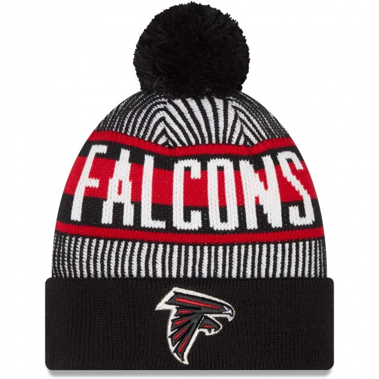 Atlanta Falcons New Era Black Striped Cuffed Knit Hat with Pom