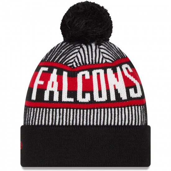 Atlanta Falcons New Era Black Striped Cuffed Knit Hat with Pom