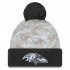 Baltimore Ravens  New Era White-Graphite 2024 Salute To Service Digital Camo Cuffed Knit Hat with Pom