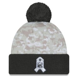 Baltimore Ravens  New Era White-Graphite 2024 Salute To Service Digital Camo Cuffed Knit Hat with Pom