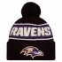Baltimore Ravens New Era Black 2024 Sideline Cuffed Knit Hat with Pom