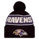 Baltimore Ravens New Era Black 2024 Sideline Cuffed Knit Hat with Pom
