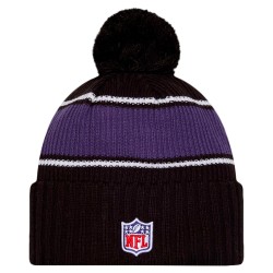 Baltimore Ravens New Era Black 2024 Sideline Cuffed Knit Hat with Pom