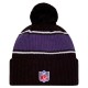 Baltimore Ravens New Era Black 2024 Sideline Cuffed Knit Hat with Pom