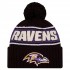 Baltimore Ravens New Era Black 2024-25 Sideline Cuffed Knit Hat with Pom