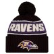 Baltimore Ravens New Era Black 2024-25 Sideline Cuffed Knit Hat with Pom