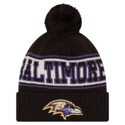 Baltimore Ravens New Era Black Retro Cuffed Knit Hat with Pom