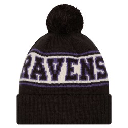 Baltimore Ravens New Era Black Retro Cuffed Knit Hat with Pom