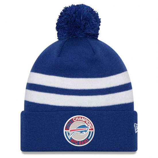 Buffalo Bills  New Era Royal 2023 AFC East Division Champions Cuffed Knit Hat with Pom