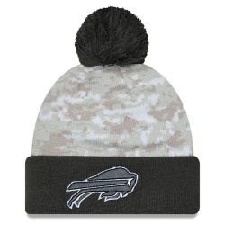 Buffalo Bills  New Era White-Graphite 2024 Salute To Service Digital Camo Cuffed Knit Hat with Pom