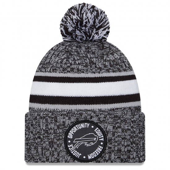 Buffalo Bills New Era Heather Black 2023 Inspire Change Cuffed Knit Hat With Pom
