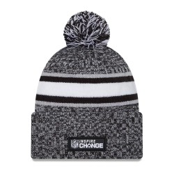 Buffalo Bills New Era Heather Black 2023 Inspire Change Cuffed Knit Hat With Pom