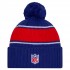Buffalo Bills New Era Royal 2024 Sideline Cuffed Knit Hat with Pom