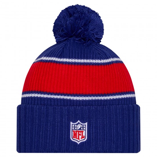 Buffalo Bills New Era Royal 2024-25 Sideline Cuffed Knit Hat with Pom