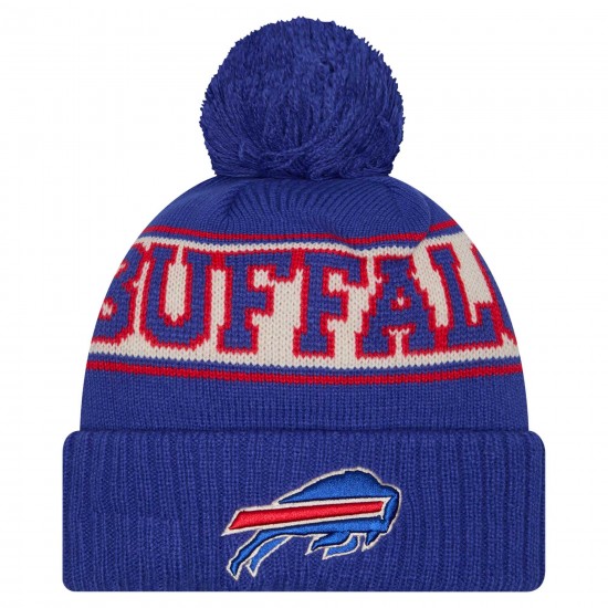 Buffalo Bills New Era Royal Retro Cuffed Knit Hat with Pom