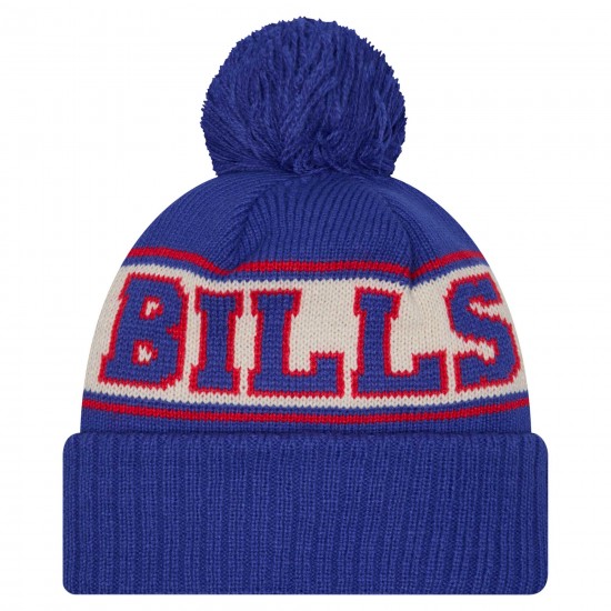 Buffalo Bills New Era Royal Retro Cuffed Knit Hat with Pom