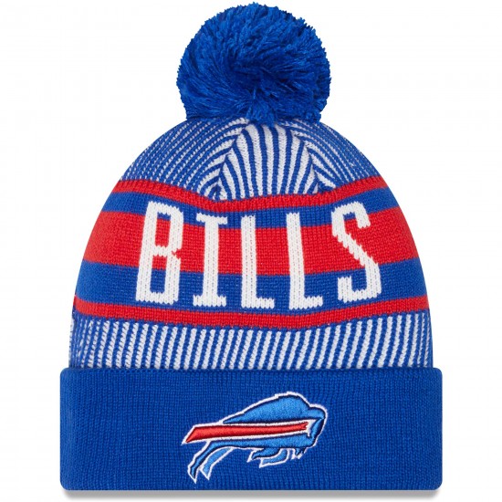 Buffalo Bills New Era Royal Striped Cuffed Knit Hat with Pom