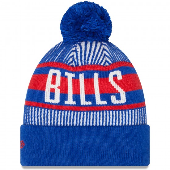 Buffalo Bills New Era Royal Striped Cuffed Knit Hat with Pom