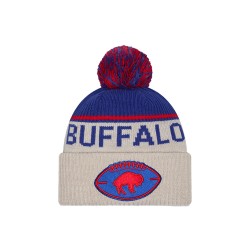 Buffalo Bills New Era Stone NFL Sideline Historic Cuffed Knit Hat with Pom