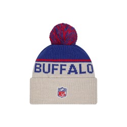 Buffalo Bills New Era Stone NFL Sideline Historic Cuffed Knit Hat with Pom
