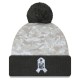 Carolina Panthers  New Era White-Graphite 2024 Salute To Service Digital Camo Cuffed Knit Hat with Pom