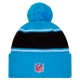 Carolina Panthers New Era Blue 2024 Sideline Cuffed Knit Hat with Pom