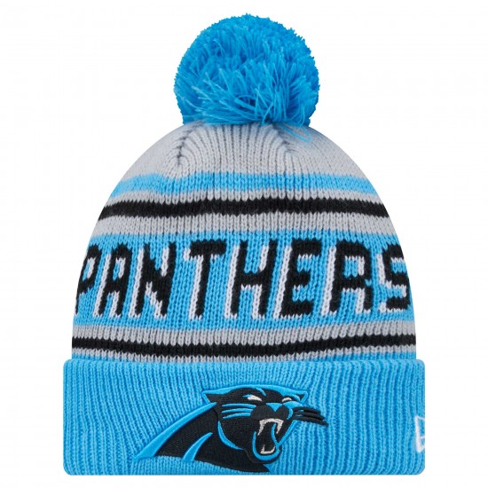 Carolina Panthers New Era Blue Main Cuffed Knit Hat with Pom