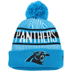 Carolina Panthers New Era Blue Striped  Cuffed Knit Hat with Pom
