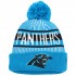 Carolina Panthers New Era Blue Striped  Cuffed Knit Hat with Pom