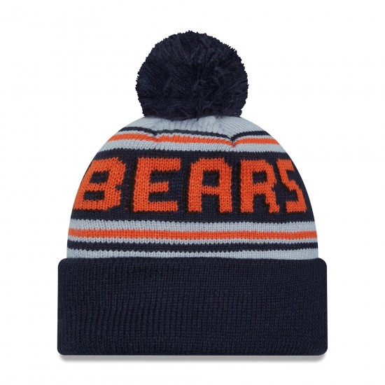 Chicago Bears  New Era Navy Throwback Main Cuffed Knit Hat with Pom