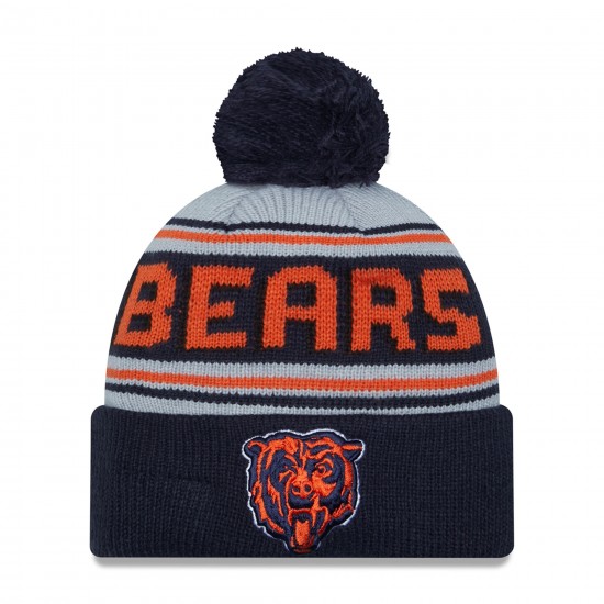 Chicago Bears  New Era Navy Throwback Main Cuffed Knit Hat with Pom