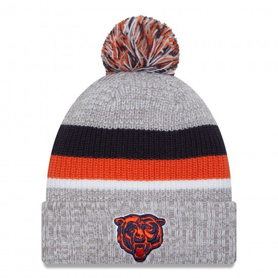Chicago Bears New Era Heather Gray Cuffed Knit Hat with Pom