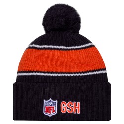 Chicago Bears New Era Navy 2024 Sideline Cuffed Knit Hat with Pom
