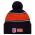 Chicago Bears New Era Navy 2024 Sideline Cuffed Knit Hat with Pom