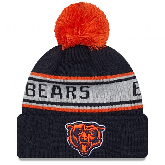 Chicago Bears New Era Navy Repeat Cuffed Knit Hat with Pom