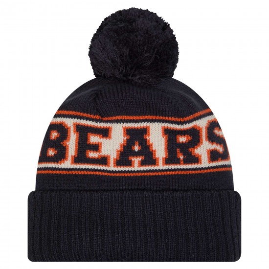 Chicago Bears New Era Navy Retro Cuffed Knit Hat with Pom