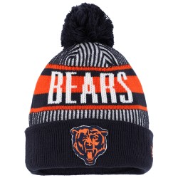 Chicago Bears New Era Navy Striped  Cuffed Knit Hat with Pom