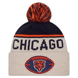 Chicago Bears New Era Stone NFL Sideline Historic Cuffed Knit Hat with Pom